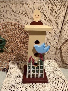 Handpainted Blue Bird Decorative Wooden Birdhouse - Unbranded